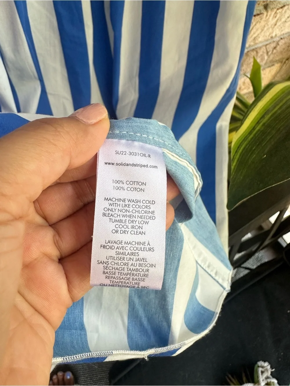 SOLID & STRIPED Blue & White Striped Midi Delilah v neck Cotton Dress w/pockets - Picture 7 of 10